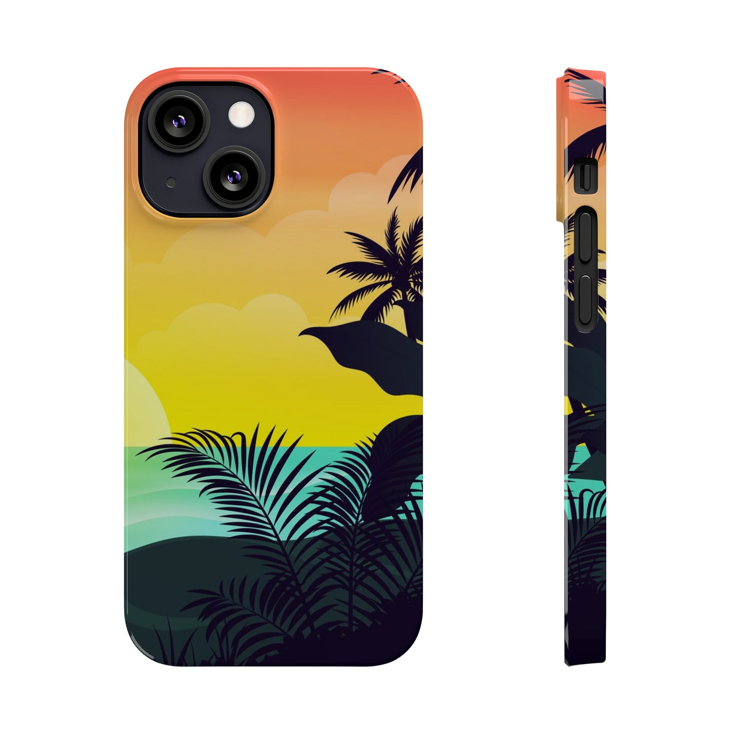 Color sunset palm iPhone case