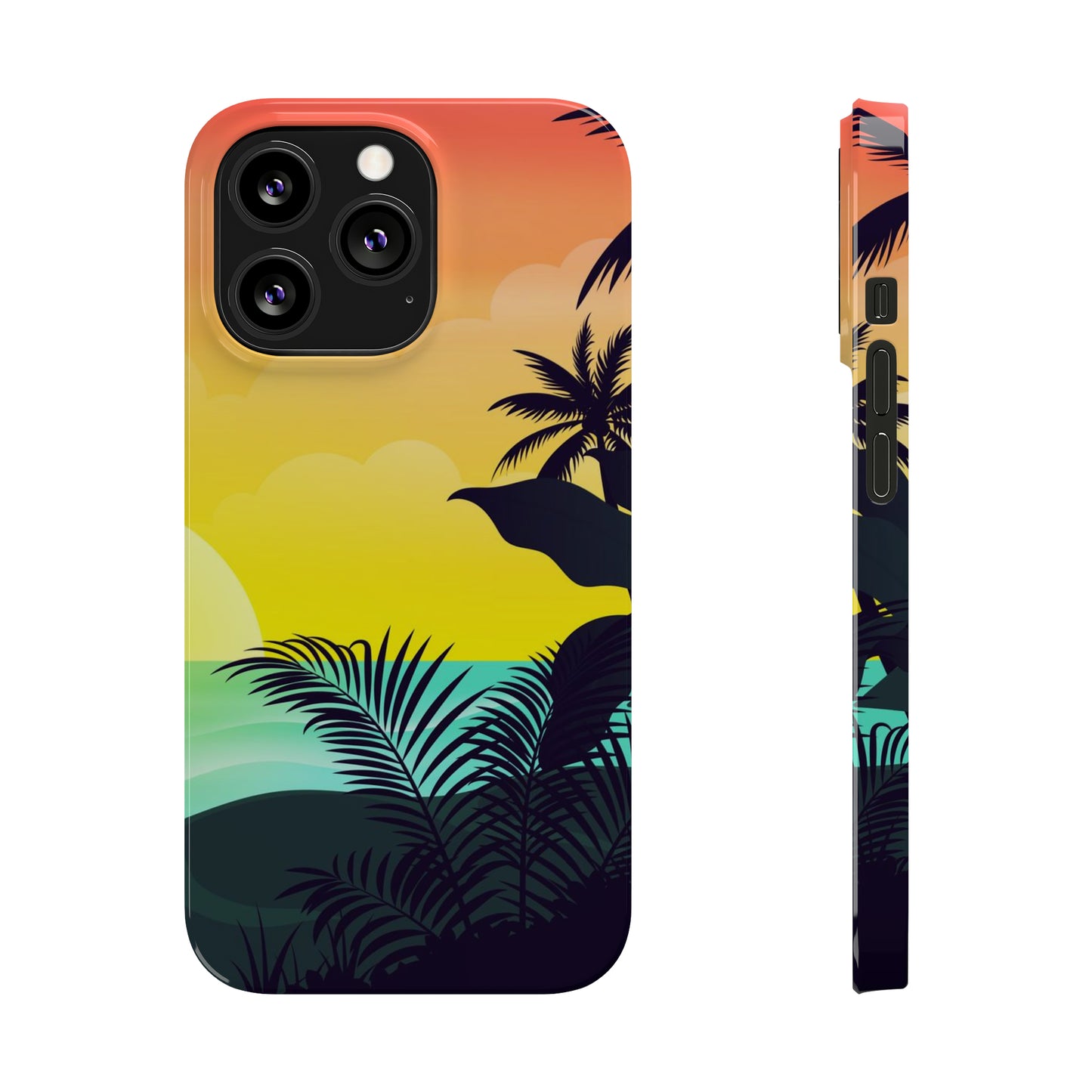 Color sunset palm iPhone case