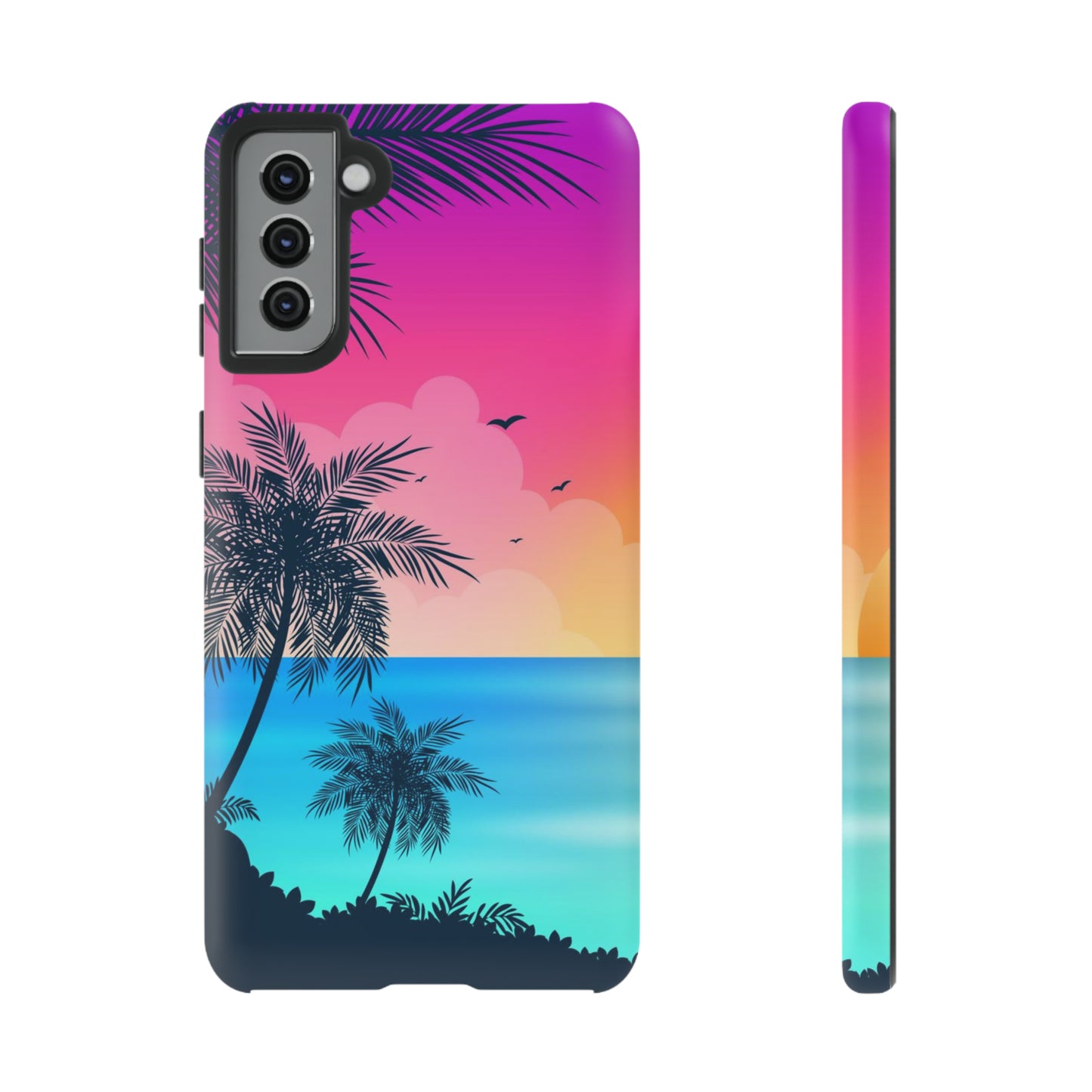 Sunset palm blue pink Samsung phone case