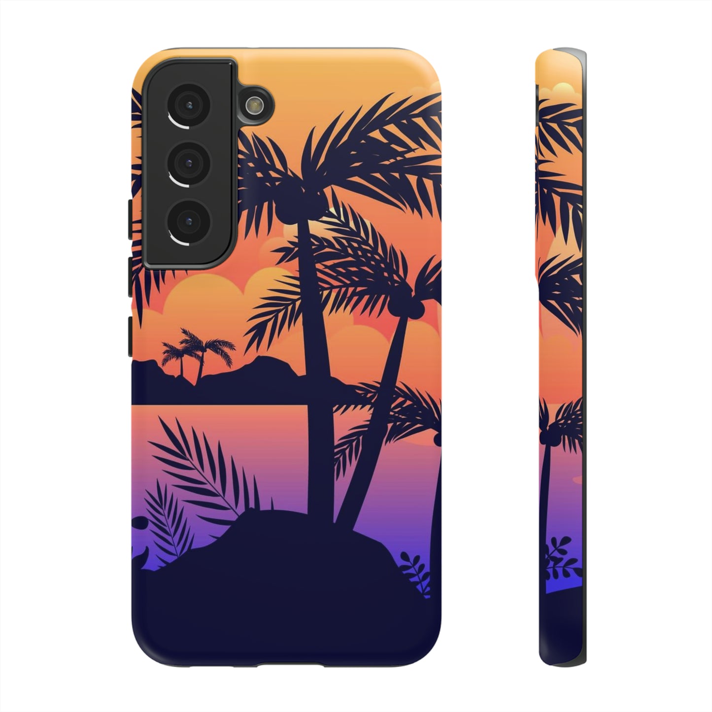 Black sunset palm Samsung phone case