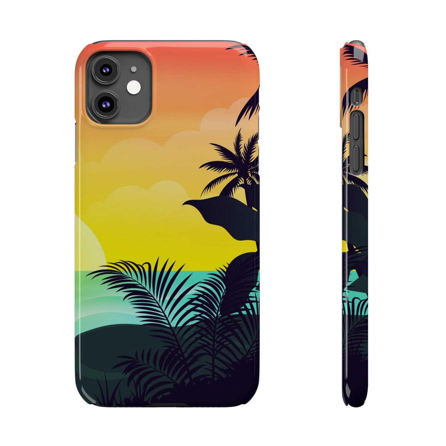 Color sunset palm iPhone case