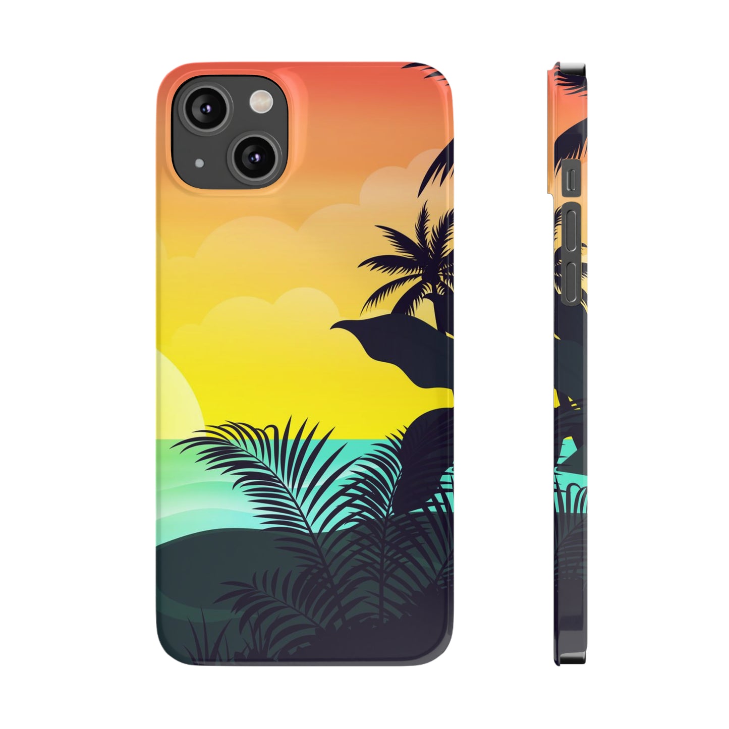 Color sunset palm iPhone case