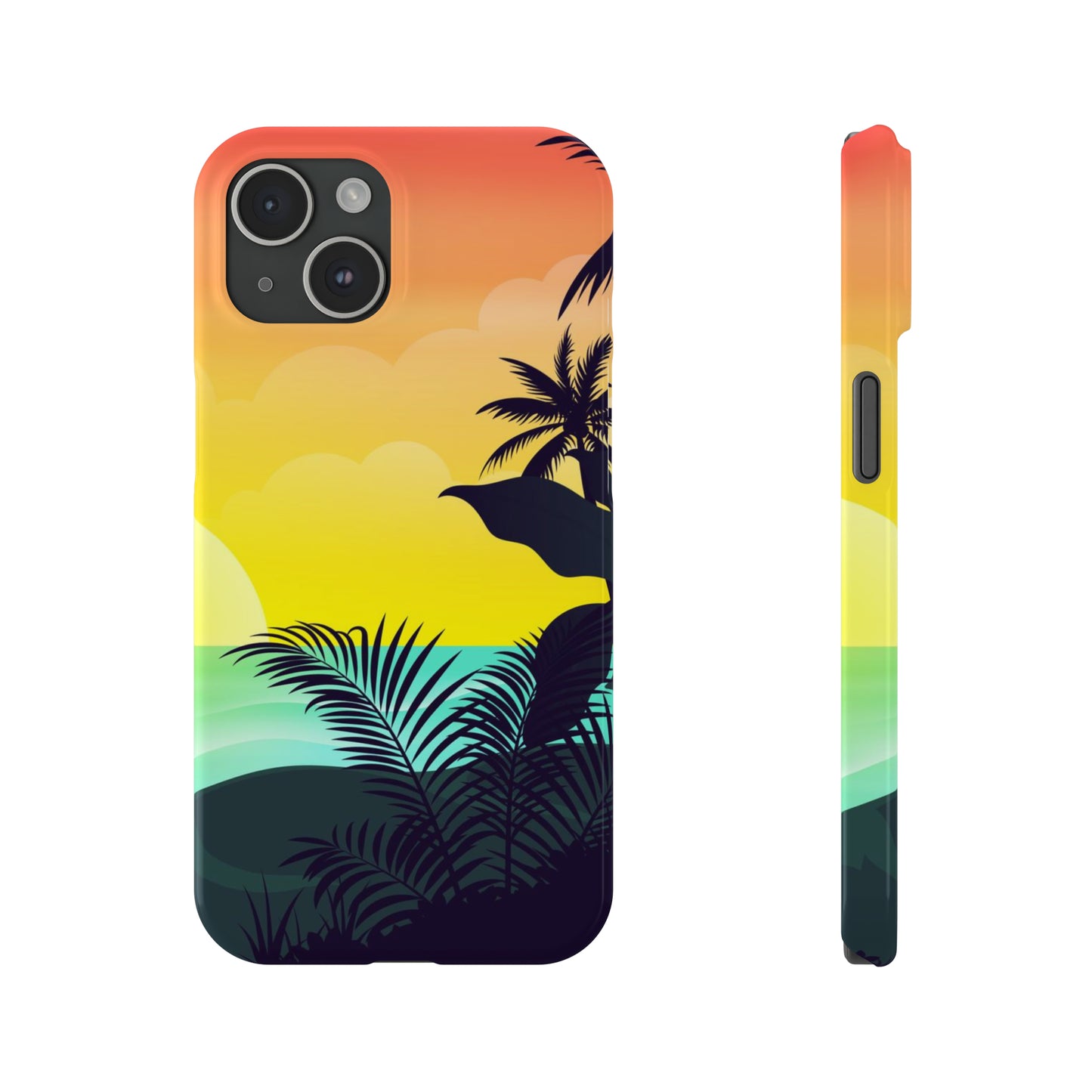 Color sunset palm iPhone case