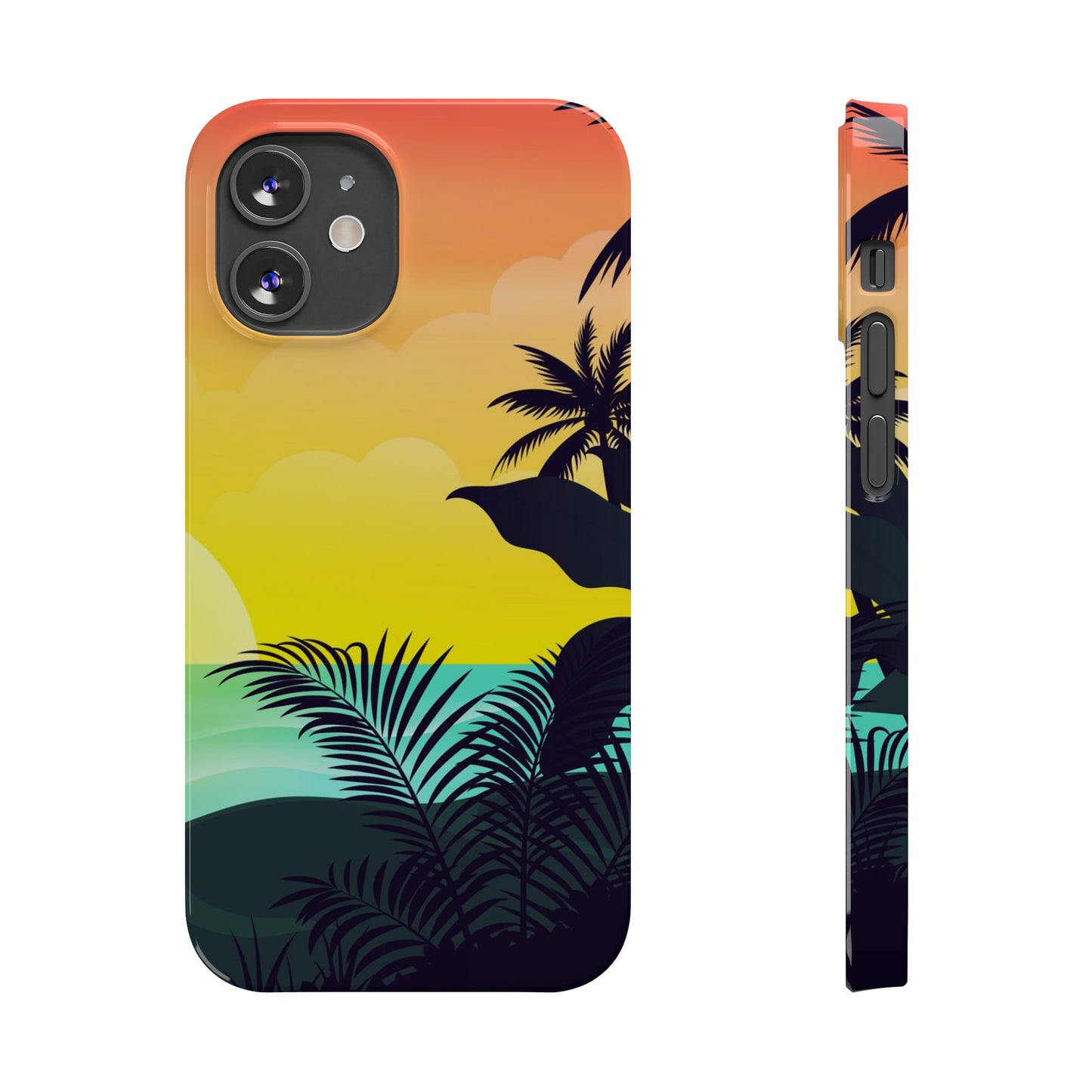 Color sunset palm iPhone case