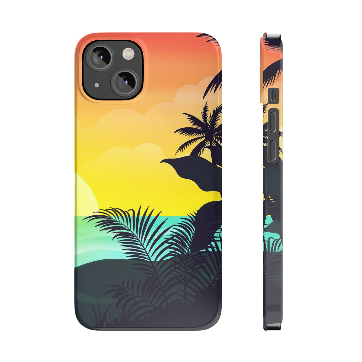 Color sunset palm iPhone case