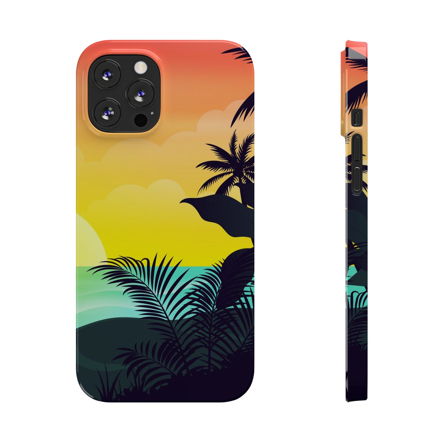 Color sunset palm iPhone case