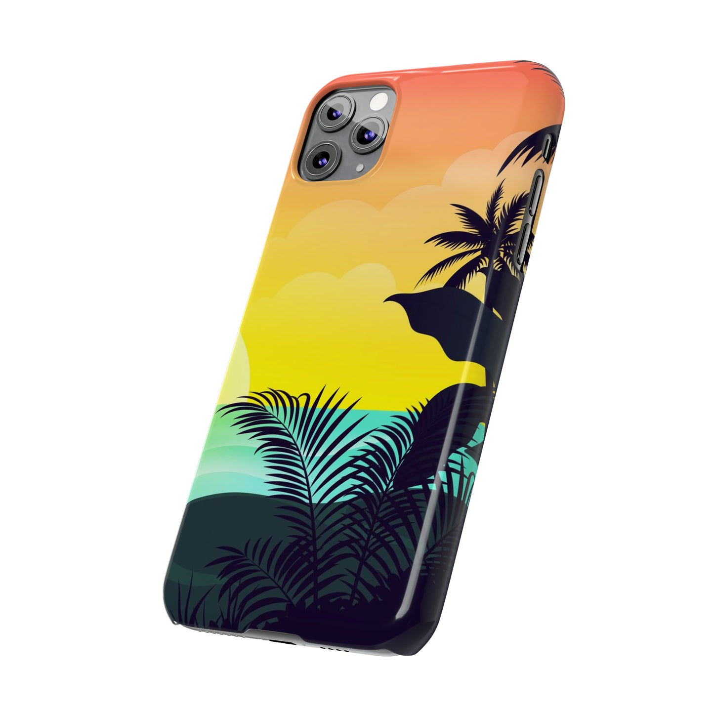 Color sunset palm iPhone case