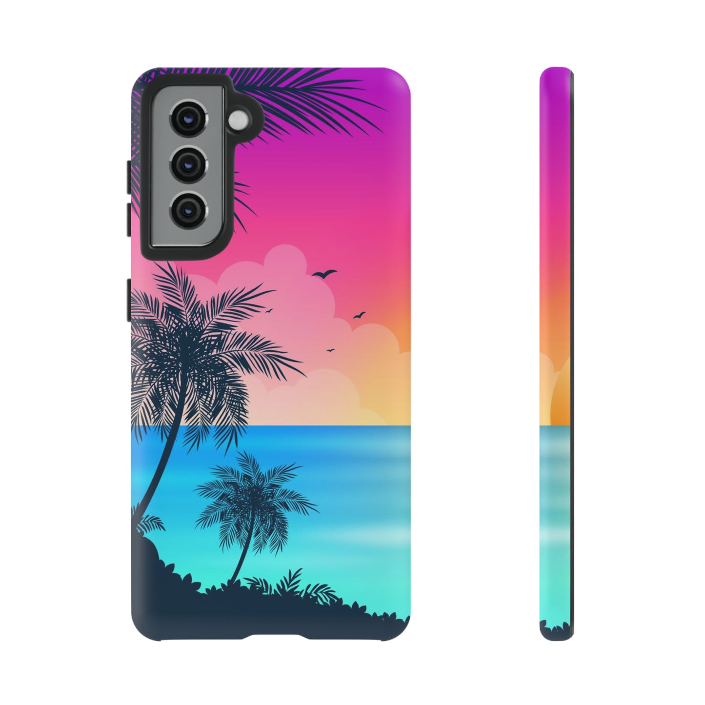 Sunset palm blue pink Samsung phone case