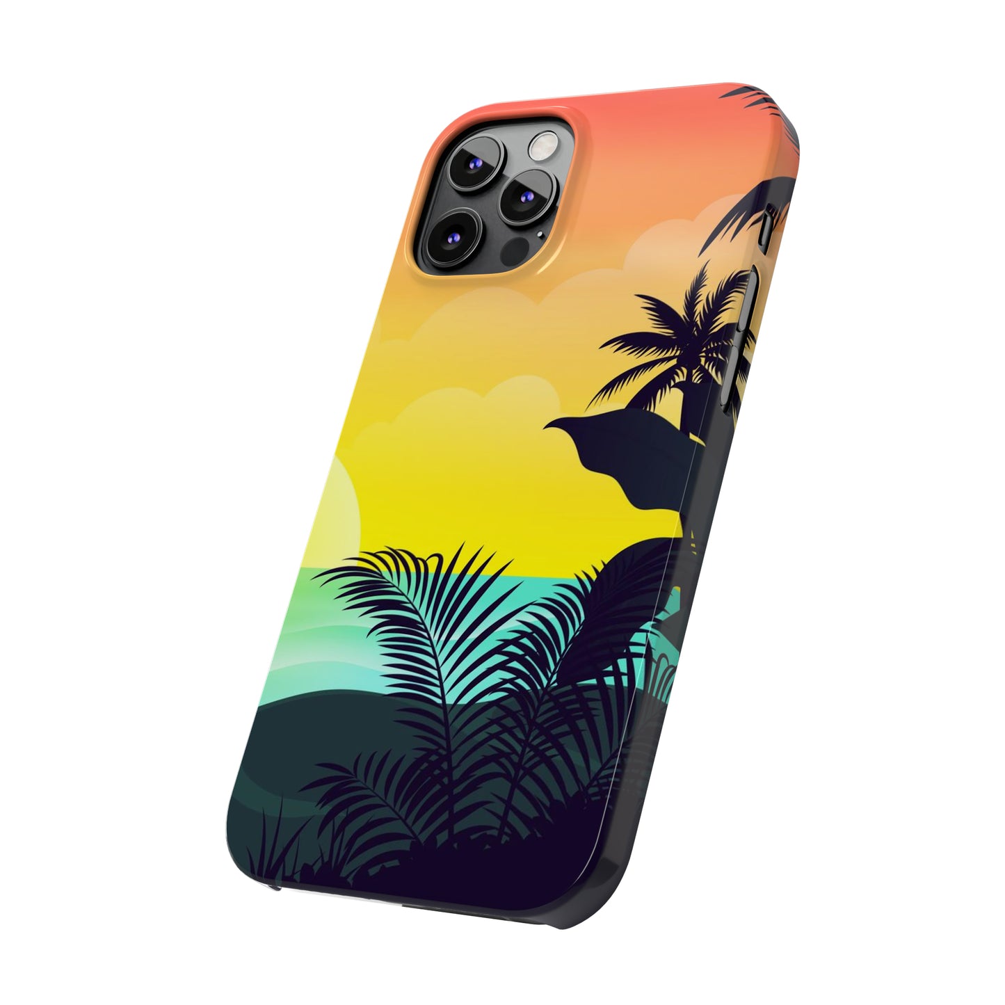 Color sunset palm iPhone case