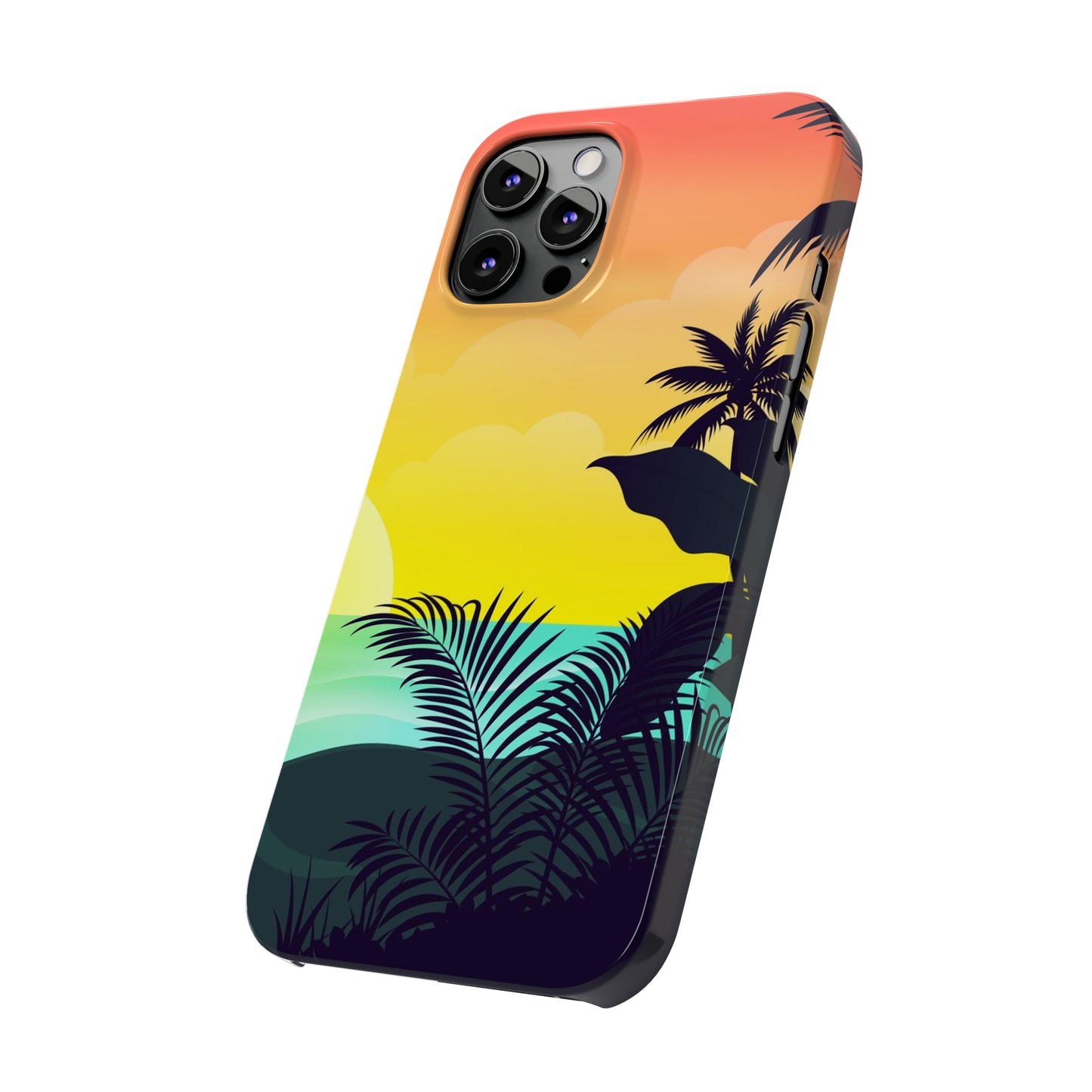 Color sunset palm iPhone case