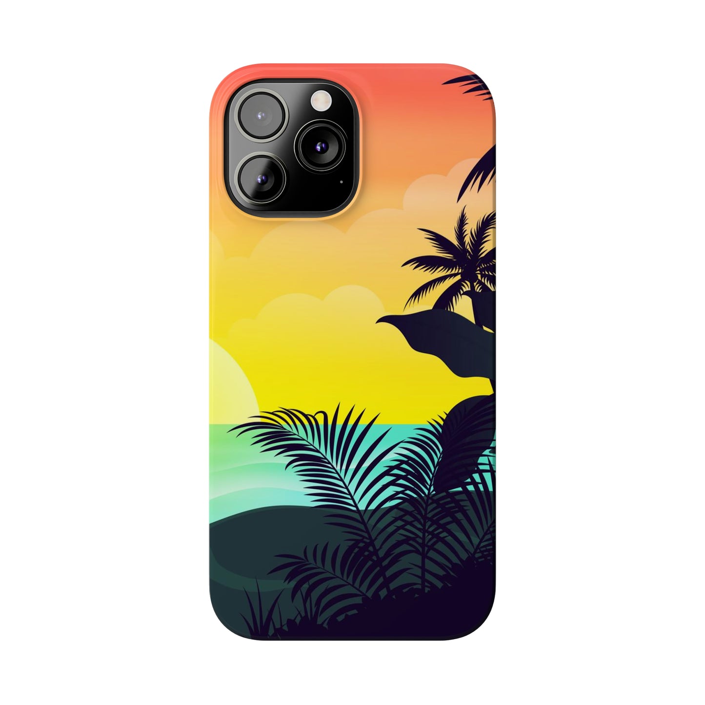 Color sunset palm iPhone case