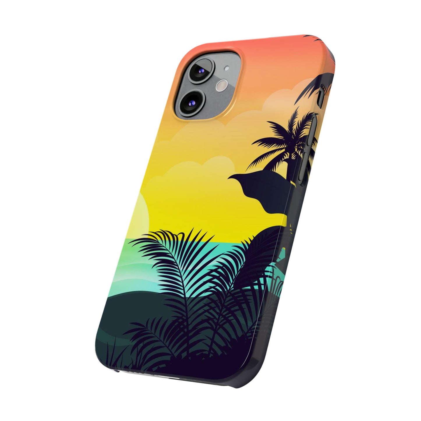 Color sunset palm iPhone case