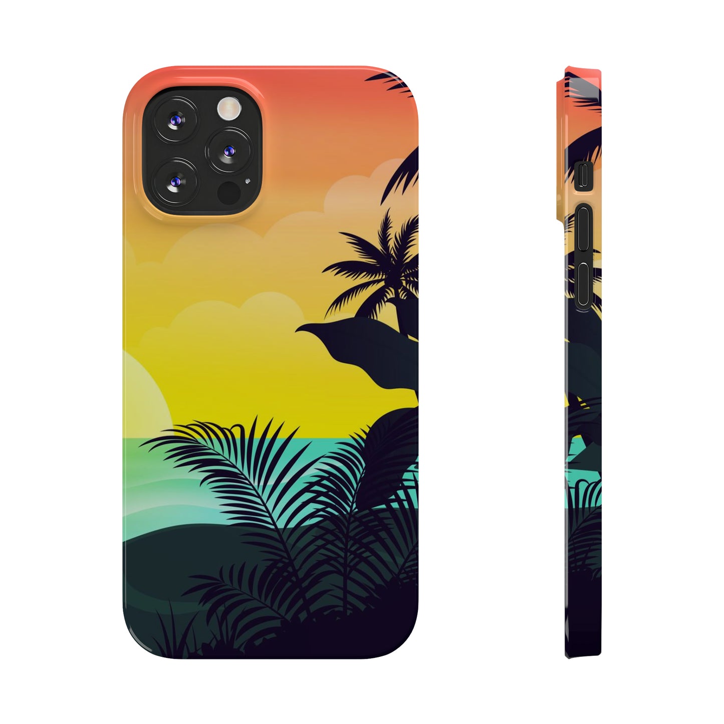 Color sunset palm iPhone case