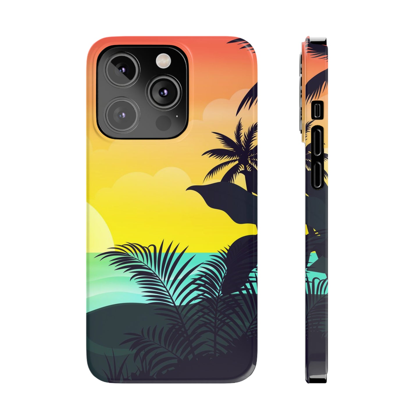 Color sunset palm iPhone case