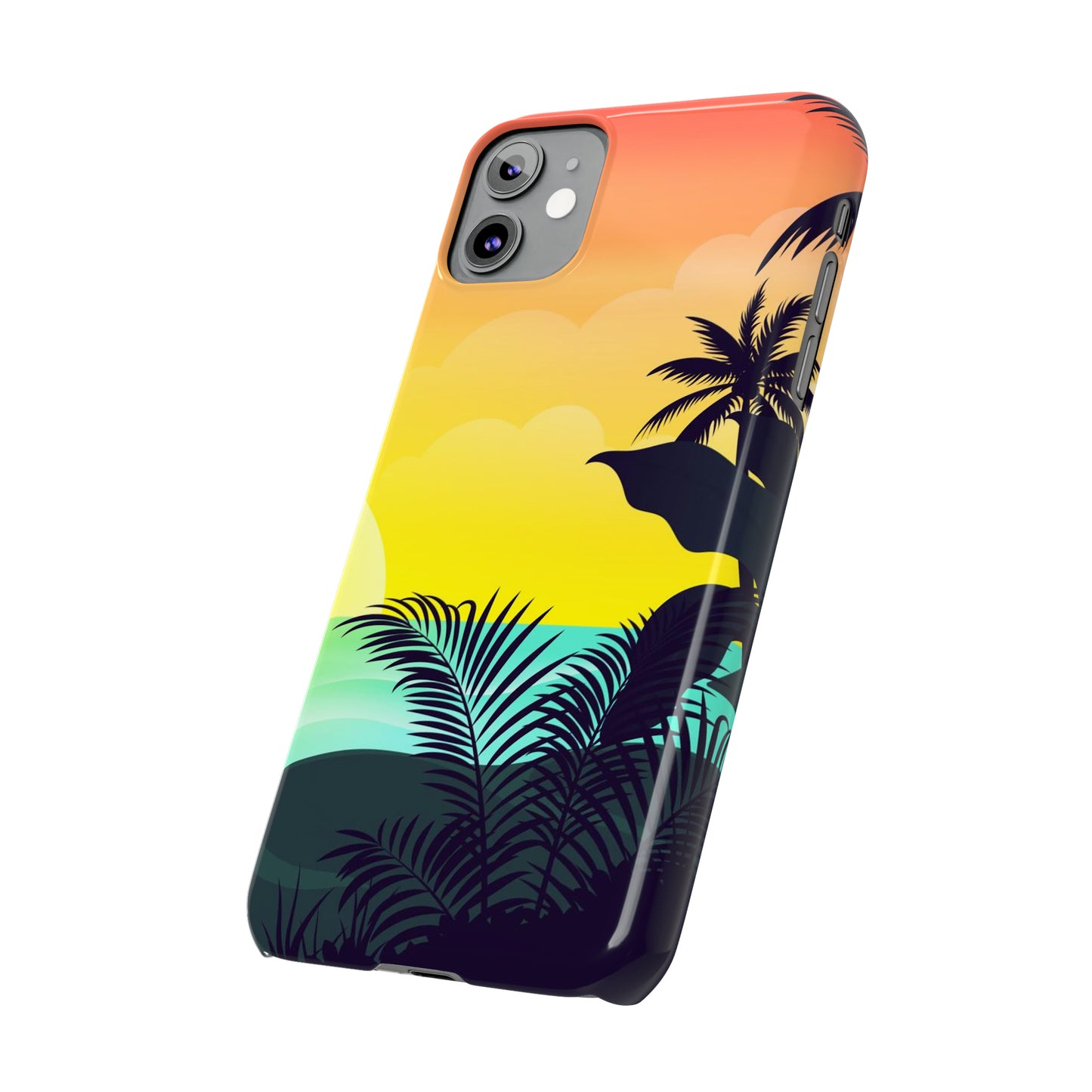 Color sunset palm iPhone case