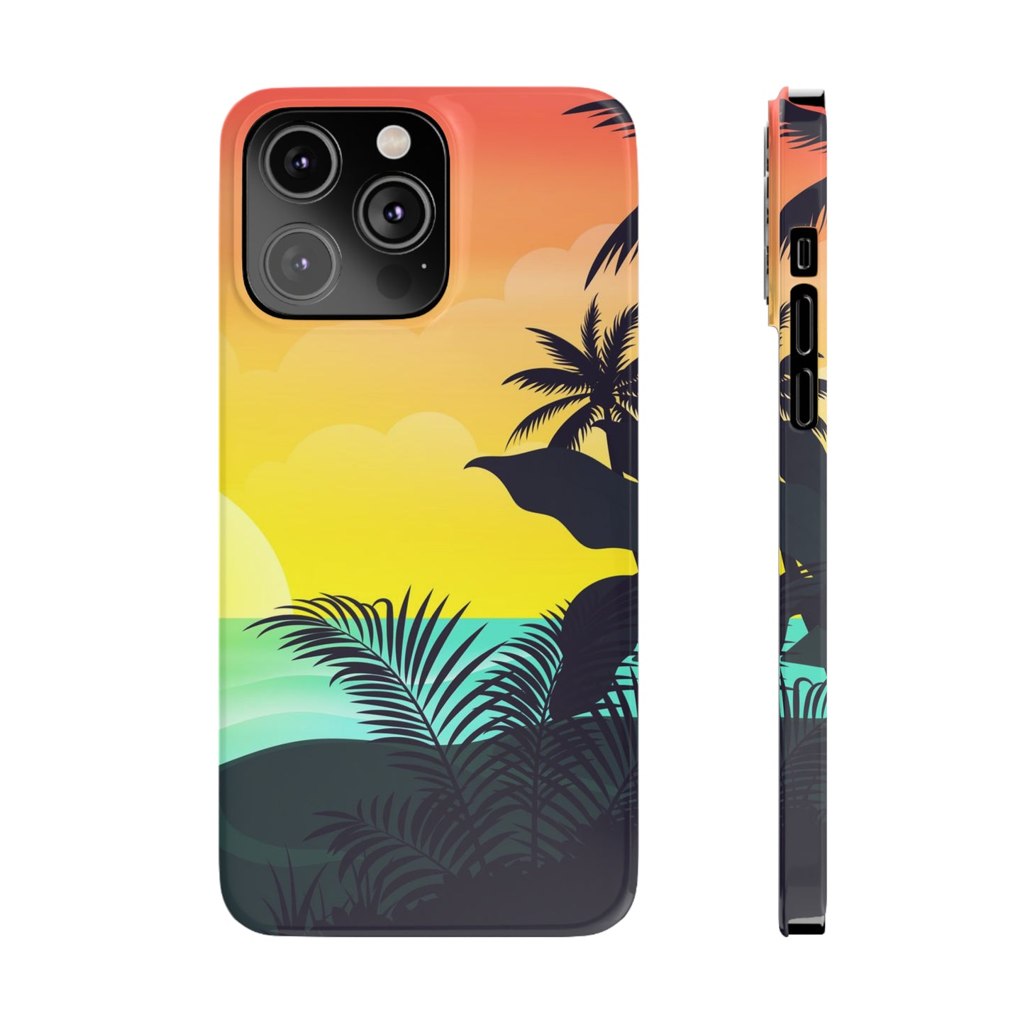 Color sunset palm iPhone case