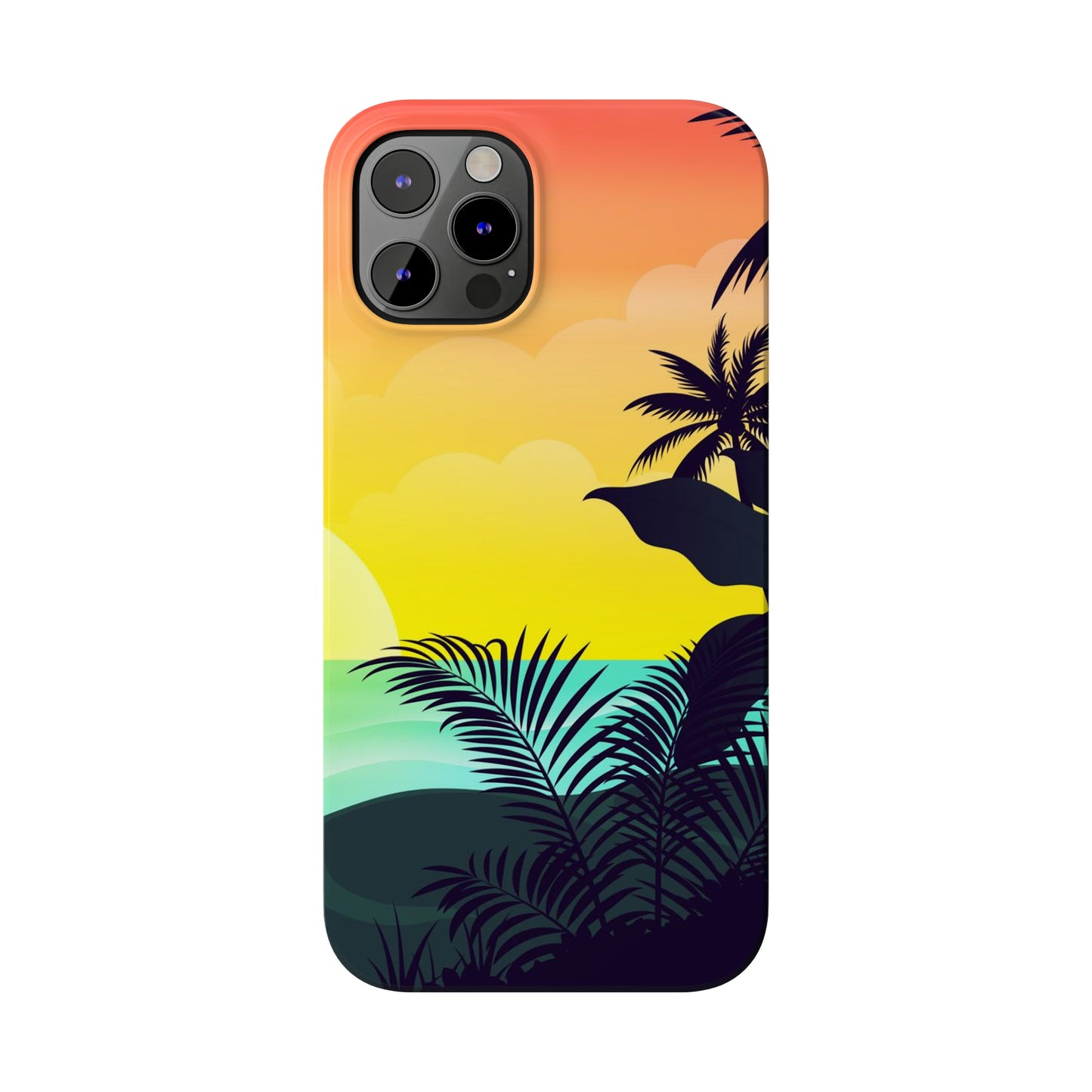 Color sunset palm iPhone case