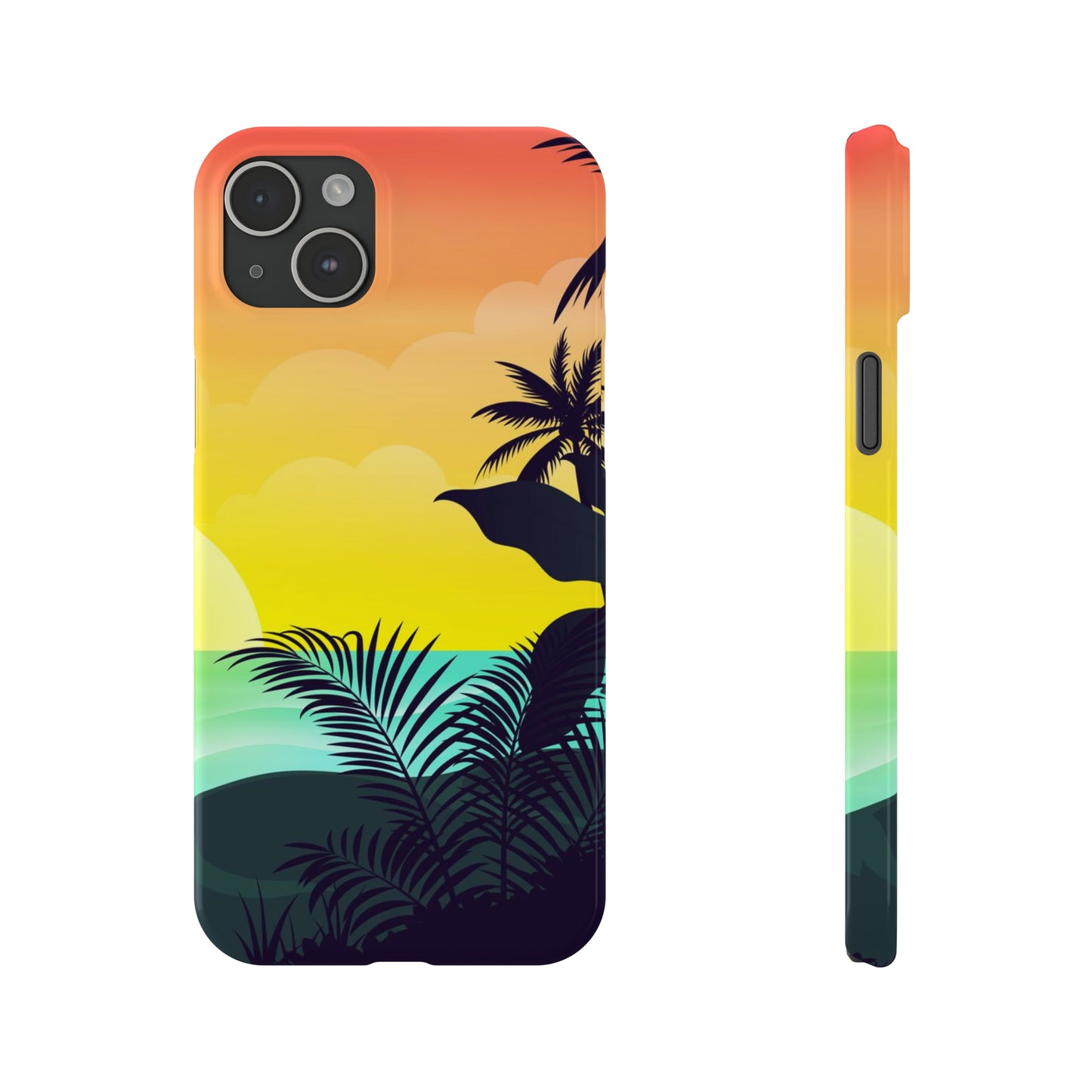 Color sunset palm iPhone case