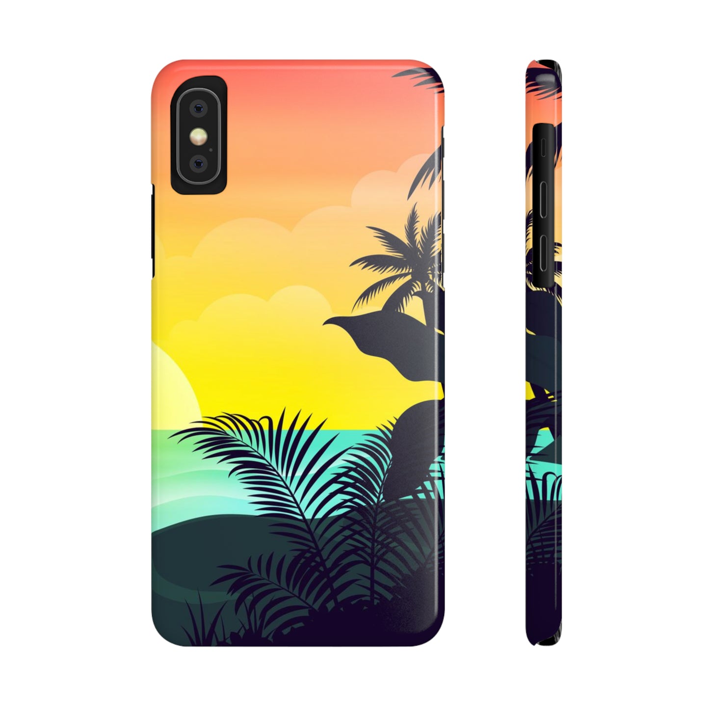 Color sunset palm iPhone case